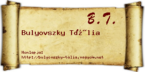 Bulyovszky Tália névjegykártya